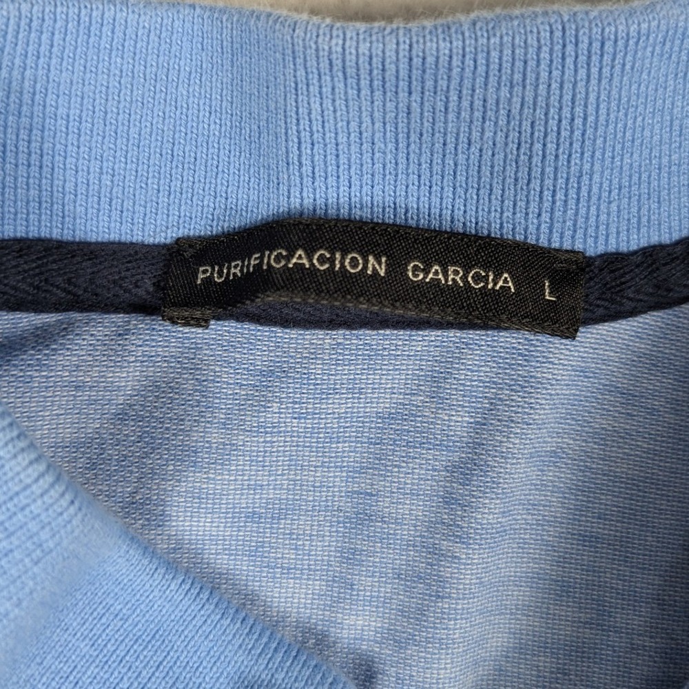 Purificacion Garcia Blue Cotton Pique Polo Shirt Multi Color Square Logo Large - Picture 4 of 7